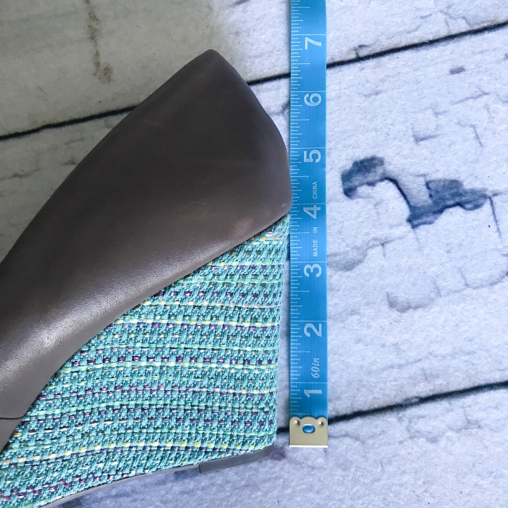 Splendid Brown/teal peep toe wedge - Picture 7 of 8